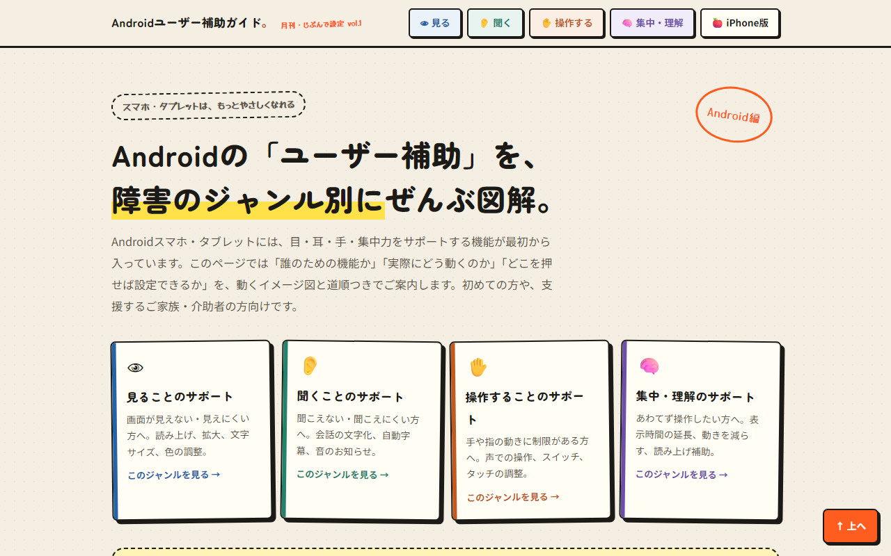 Androidユーザー補助ガイド｜障害のジャンル別・はじめての設定